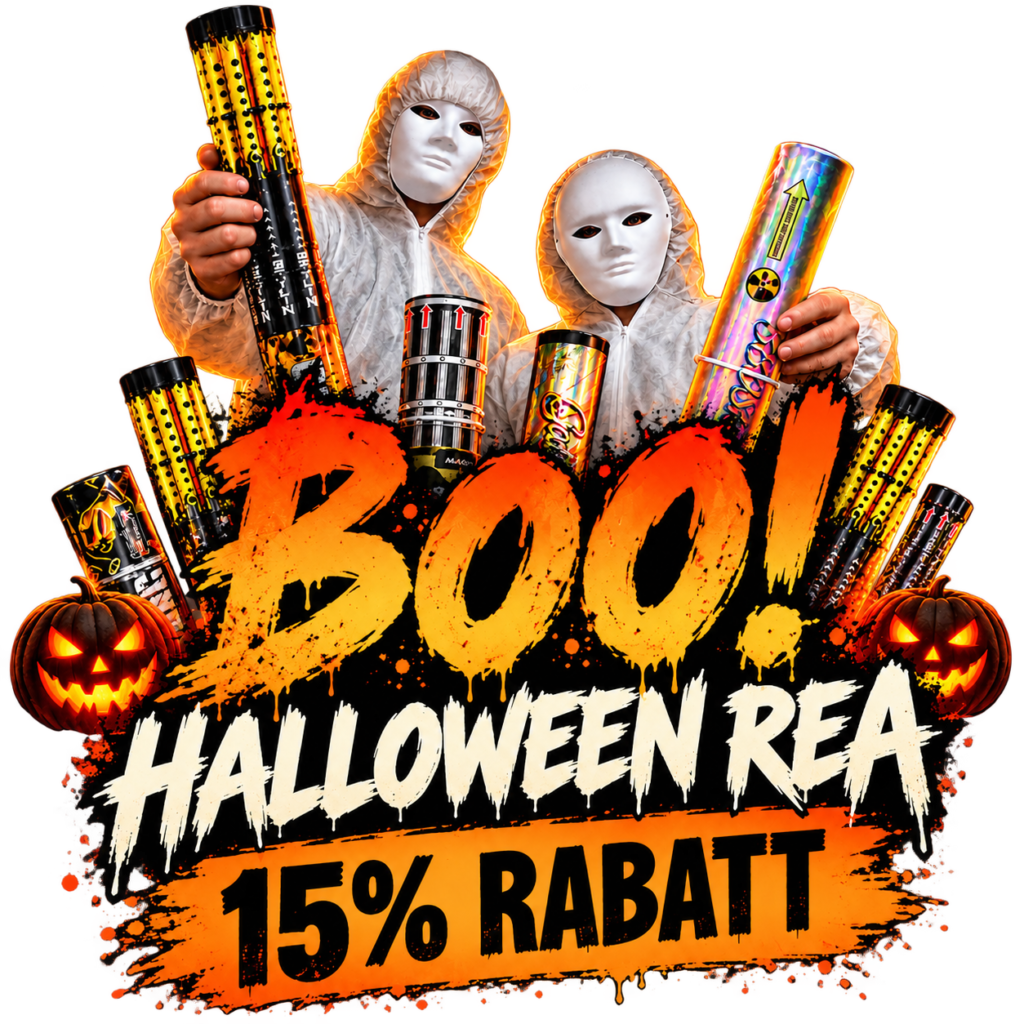 Halloweenowa Scena Fajerwerków Z Maskami I Dyniami